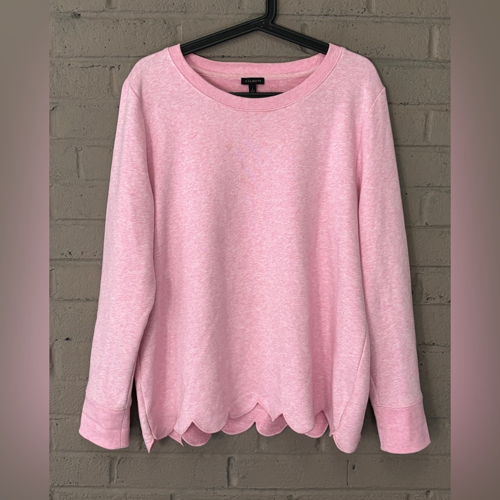 Talbots Pink scalloped edge top L